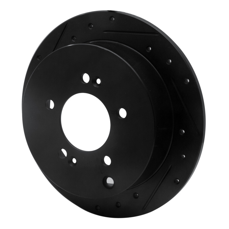 Hyundai Santa Fe Brake Rotor (1) - Rear Left - R1 Concepts - Drilled & Slotted - Black - `01-`16